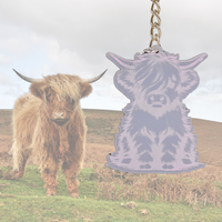 Thumbnail for Highland Cow Shaped Keychain - Choose a Style - Unicorn Fart Productions