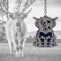 Thumbnail for Highland Cow Shaped Keychain - Choose a Style - Unicorn Fart Productions