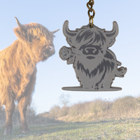 Highland Cow Shaped Keychain - Choose a Style - Unicorn Fart Productions