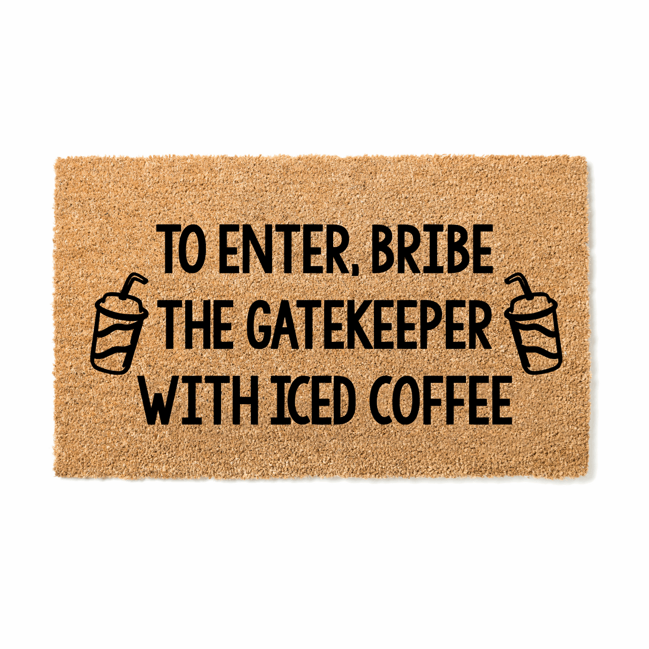 Bribe the Gatekeeper Iced Coffee Doormat - Unicorn Fart Productions