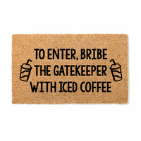 Thumbnail for Bribe the Gatekeeper Iced Coffee Doormat - Unicorn Fart Productions