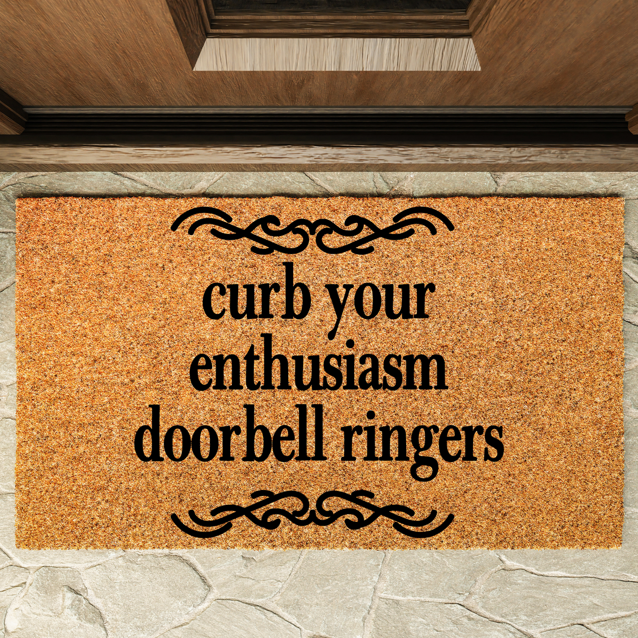 Curb your enthusiasm doorbell ringers Doormat - Unicorn Fart Productions