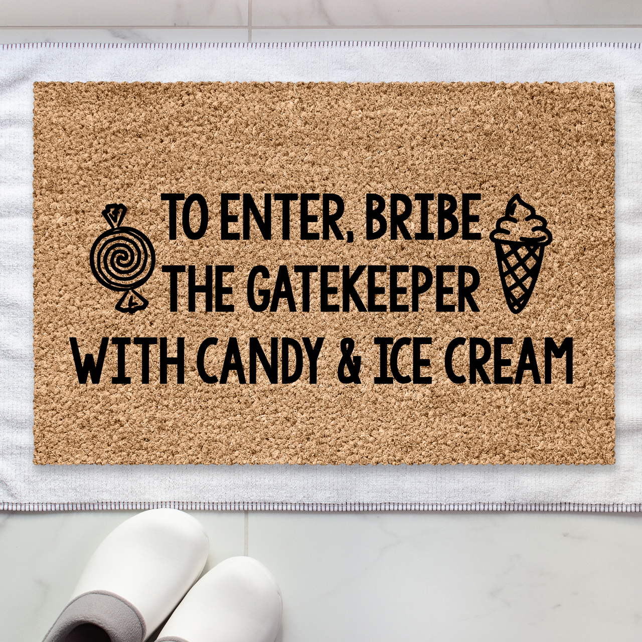 Bribe the Gatekeeper Candy Icecream Doormat - Unicorn Fart Productions