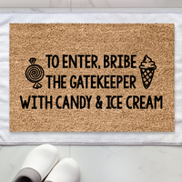 Thumbnail for Bribe the Gatekeeper Candy Icecream Doormat - Unicorn Fart Productions