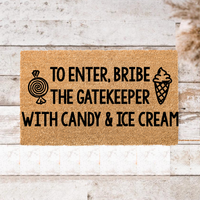 Thumbnail for Bribe the Gatekeeper Candy Icecream Doormat - Unicorn Fart Productions