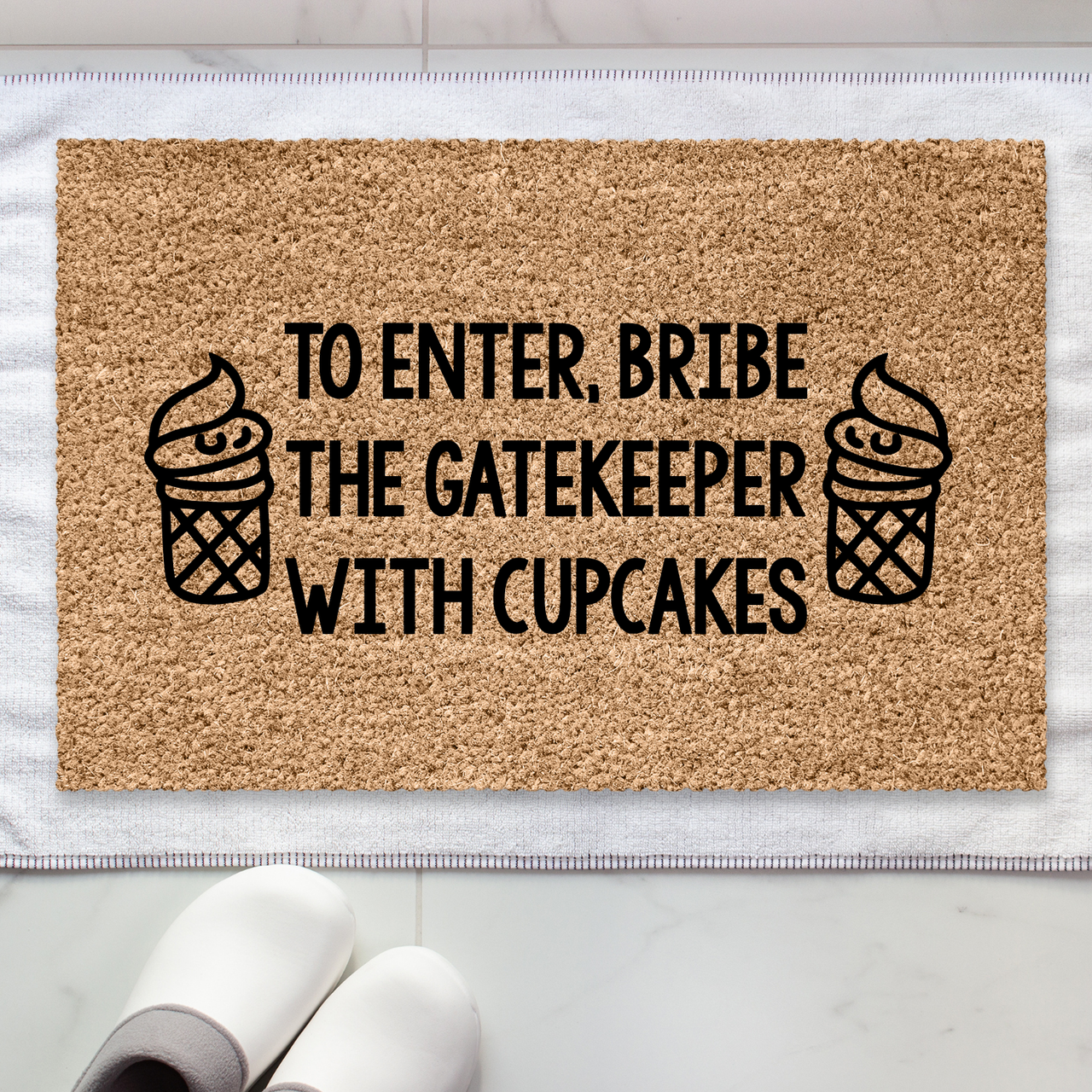 Bribe the Gatekeeper Cupcakes Doormat - Unicorn Fart Productions