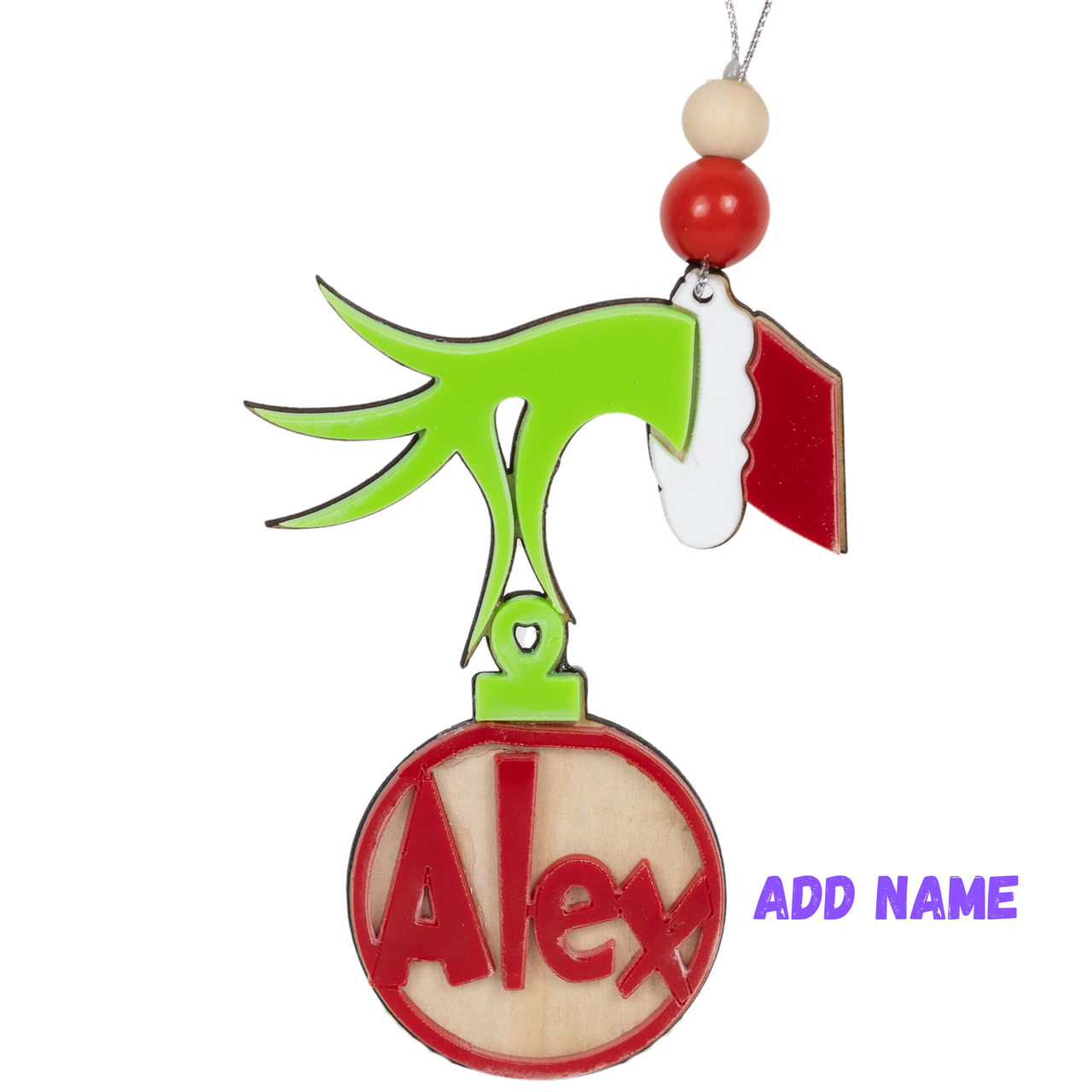 Personalised Grinch Hand Ornament - Unicorn Fart Productions