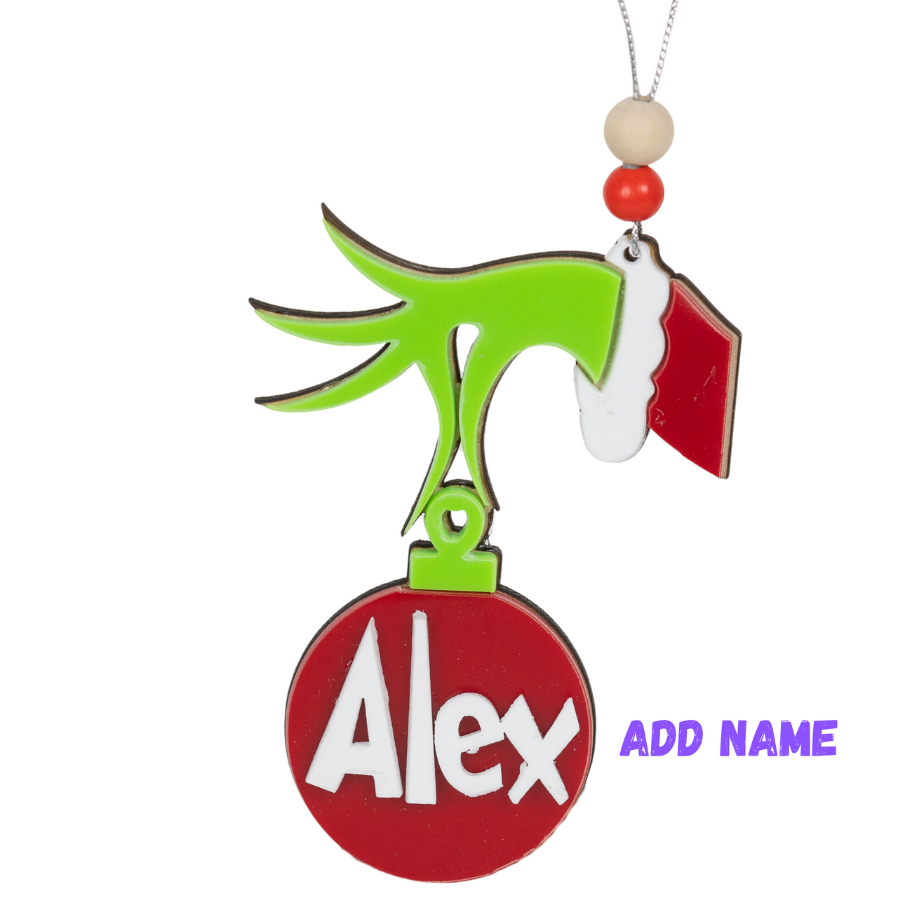 Personalised Grinch Hand Ornament