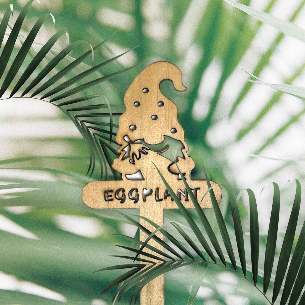 Funny Plant Stakes - Made from Sustainable Timber - EGG PLANT - Unicorn Fart Productions