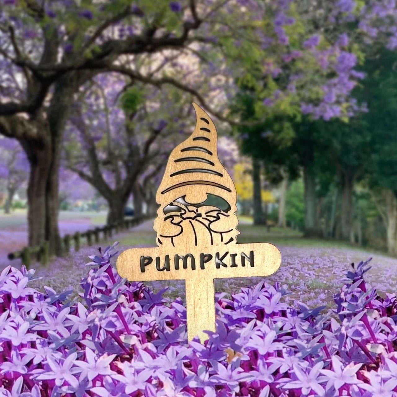 Funny Plant Stakes - Made from Sustainable Timber - PUMPKIN - Unicorn Fart Productions