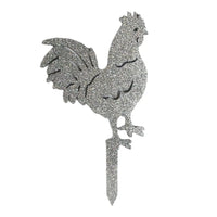 Thumbnail for Handmade plant stakes with a difference -Sparkling Silver Rooster