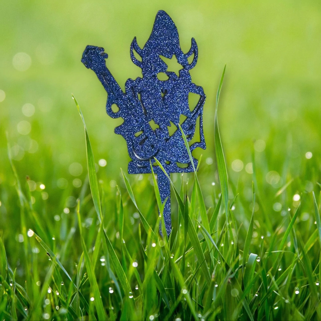 Handmade plant stakes with a difference -Sparkling Blue Wizard