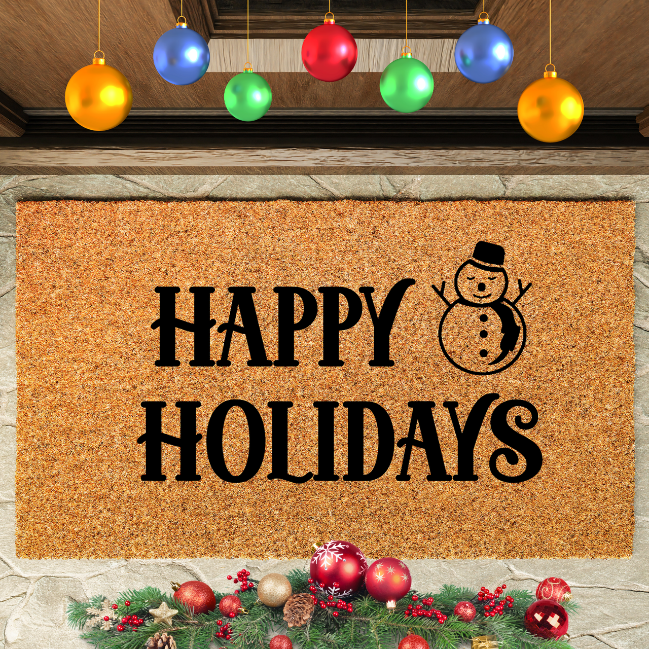 Happy Holidays Snowman  Doormat - Unicorn Fart Productions