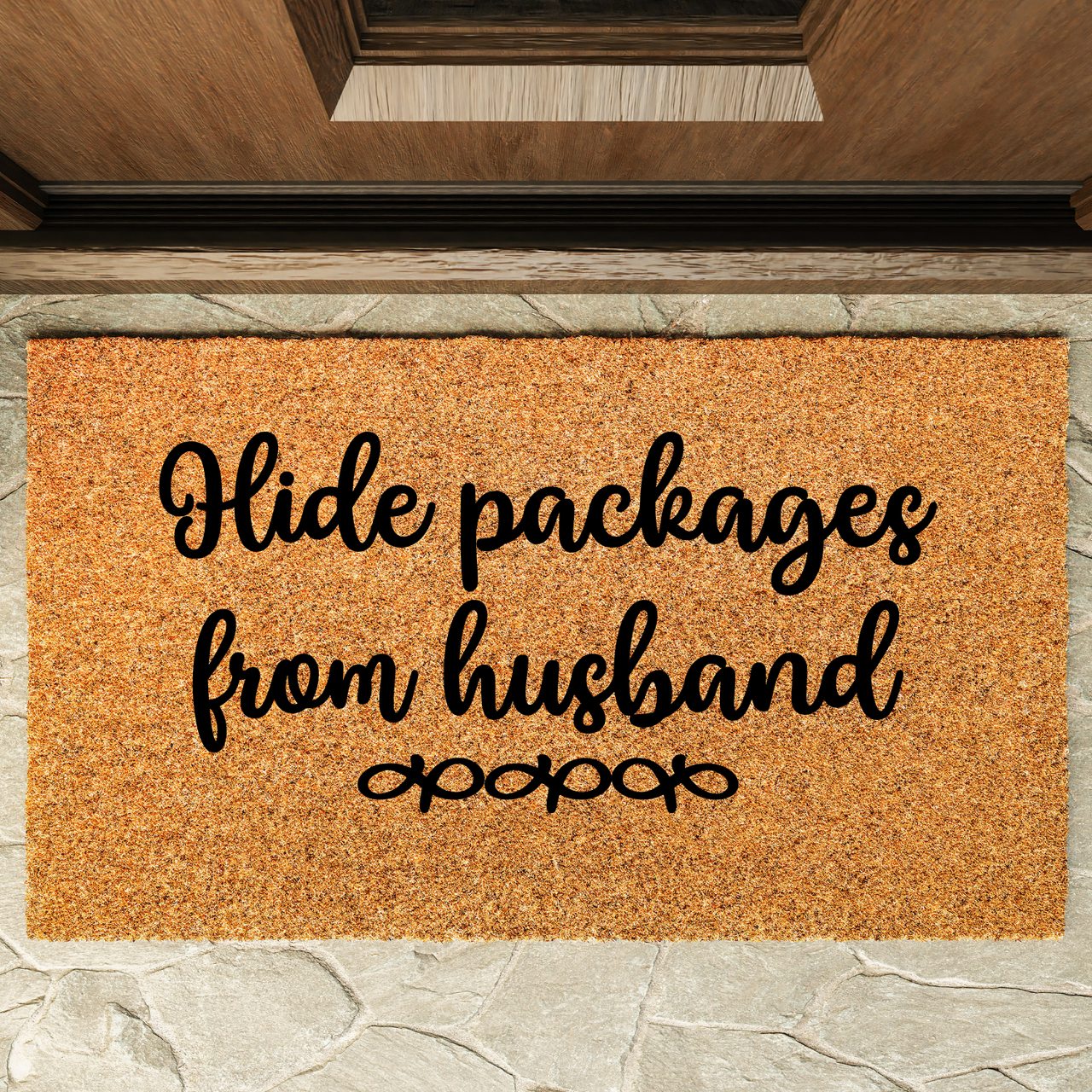 Hide Packages from Husband  Doormat - Unicorn Fart Productions