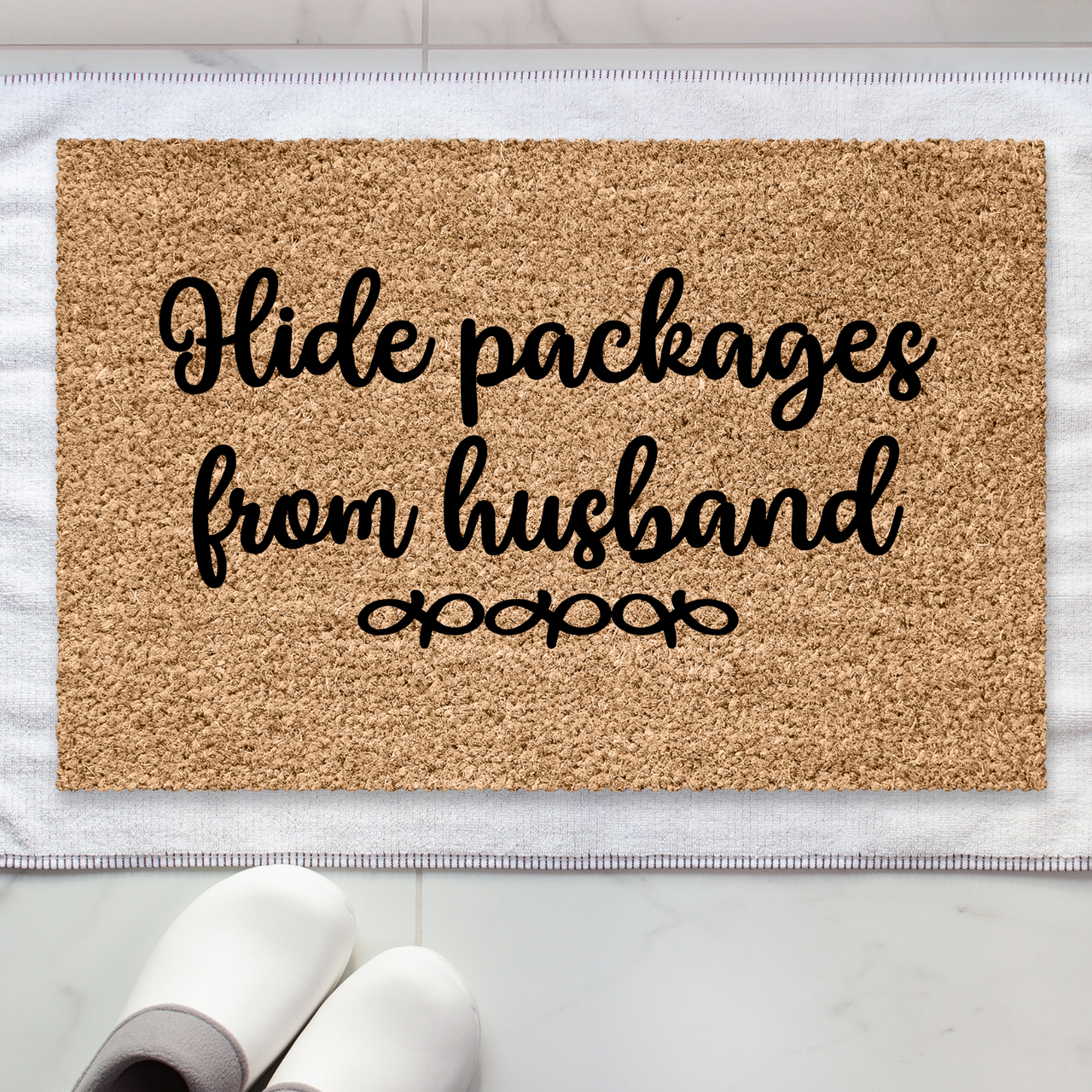 Hide Packages from Husband  Doormat - Unicorn Fart Productions