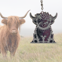 Thumbnail for Highland Cow Shaped Keychain - Choose a Style - Unicorn Fart Productions