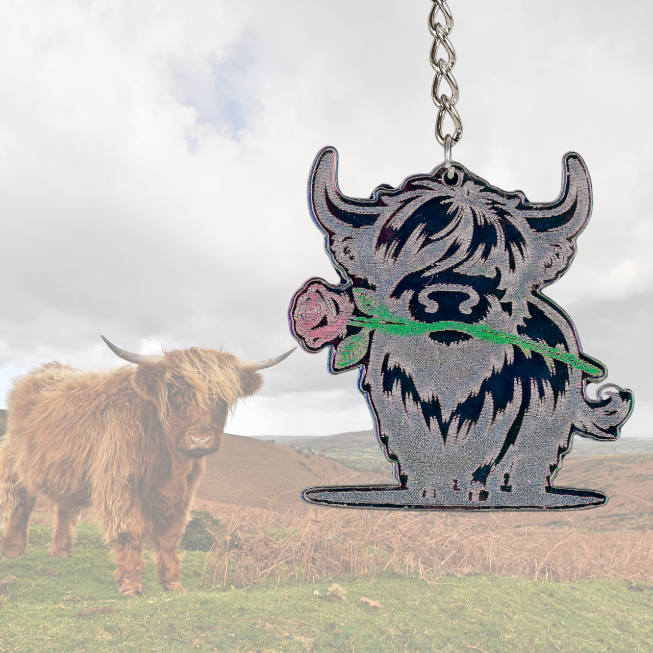 Highland Cow Shaped Keychain - Choose a Style - Unicorn Fart Productions