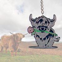 Thumbnail for Highland Cow Shaped Keychain - Choose a Style - Unicorn Fart Productions