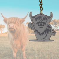 Highland Cow Shaped Keychain - Choose a Style - Unicorn Fart Productions