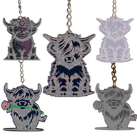 Highland Cow Shaped Keychain - Choose a Style - Unicorn Fart Productions