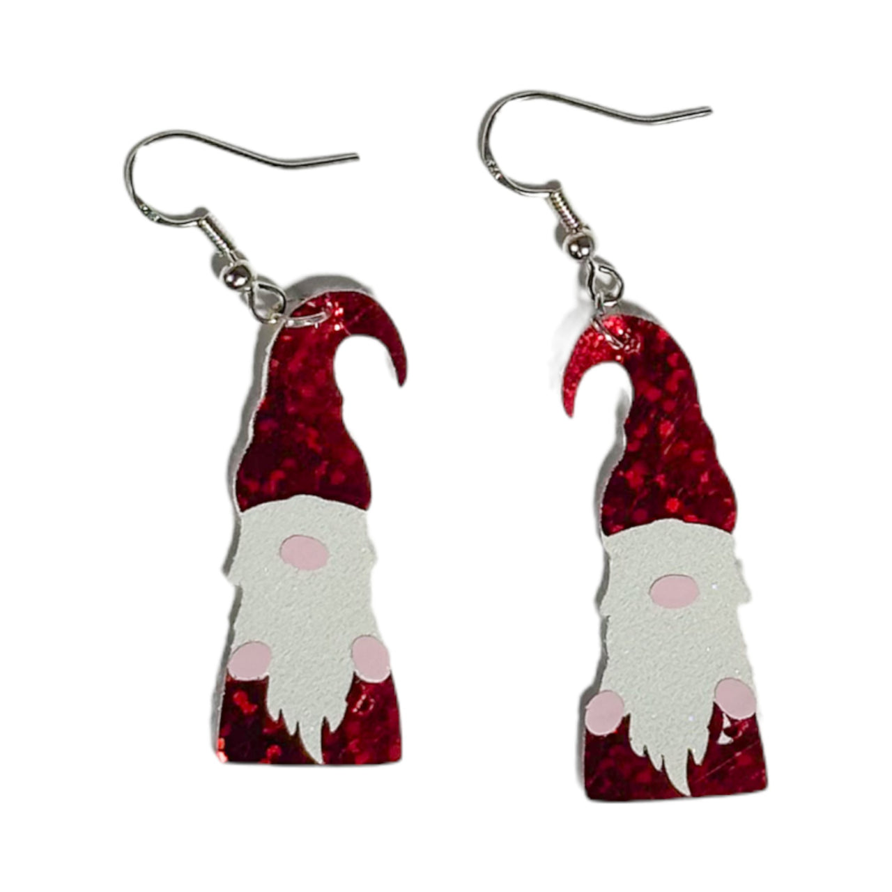 Santa with Red Glitter Hats Earrings - Unicorn Fart Productions