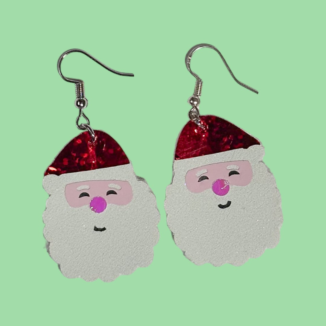 Santa Glitter Red Hat Earrings - Unicorn Fart Productions