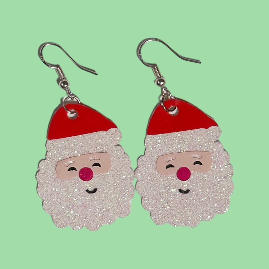 Santa Glitter Beard Earrings - Unicorn Fart Productions