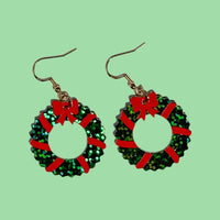 Thumbnail for Christmas Wreath Earrings - Unicorn Fart Productions