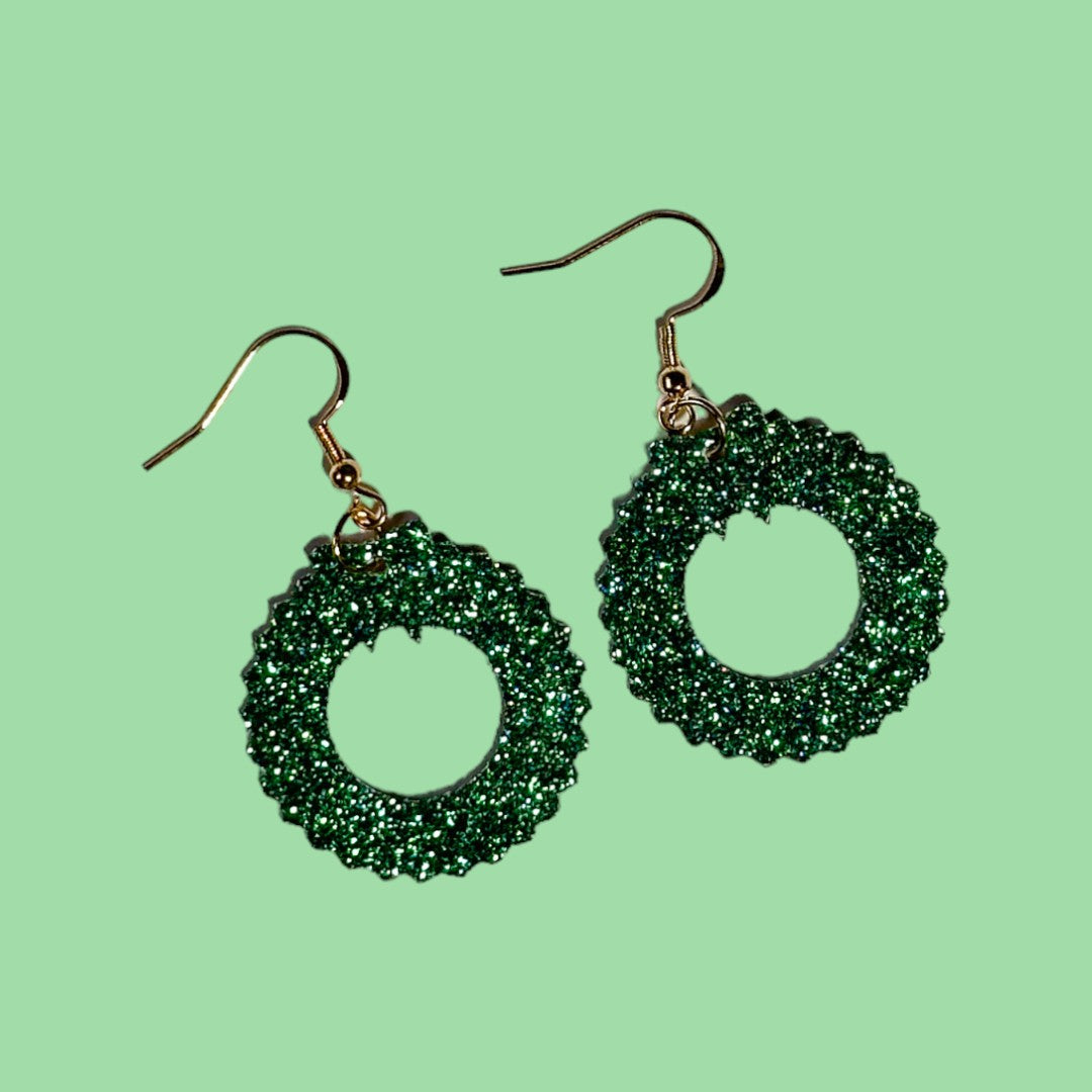 Christmas Wreath Earrings - Unicorn Fart Productions