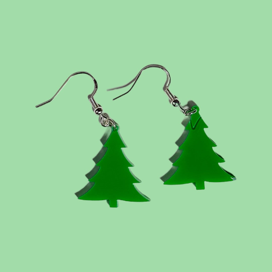 Green Xmas Tree Earrings - Unicorn Fart Productions