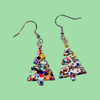 Thumbnail for Clear Glitter Xmas Tree Earrings - Unicorn Fart Productions