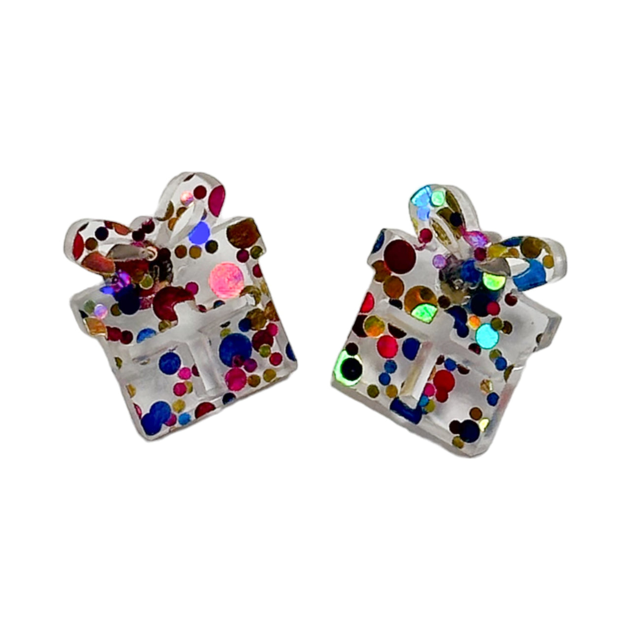 Present with Ribbon Acrylic Stud Earrings - Unicorn Fart Productions