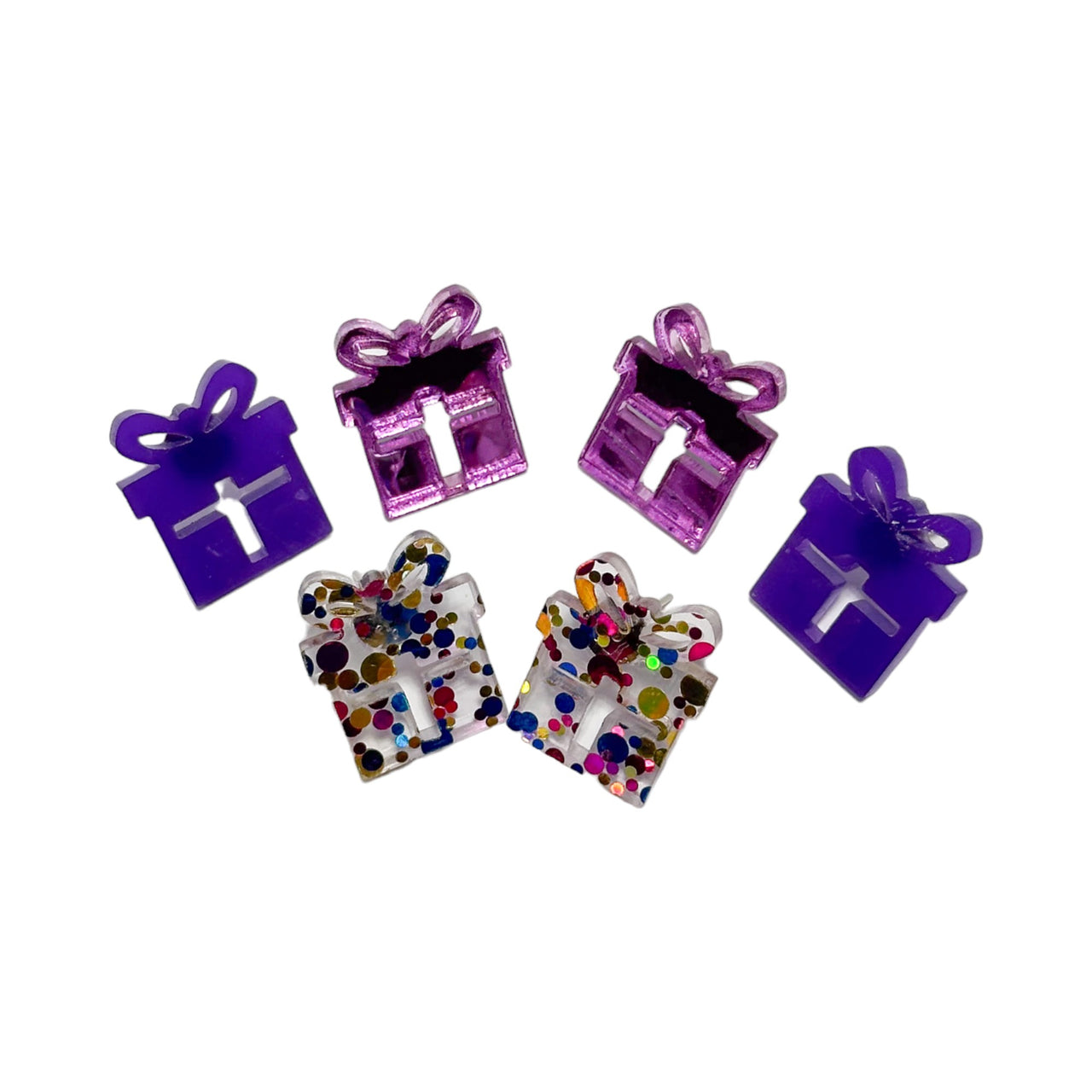 Present with Ribbon Acrylic Stud Earrings - Unicorn Fart Productions