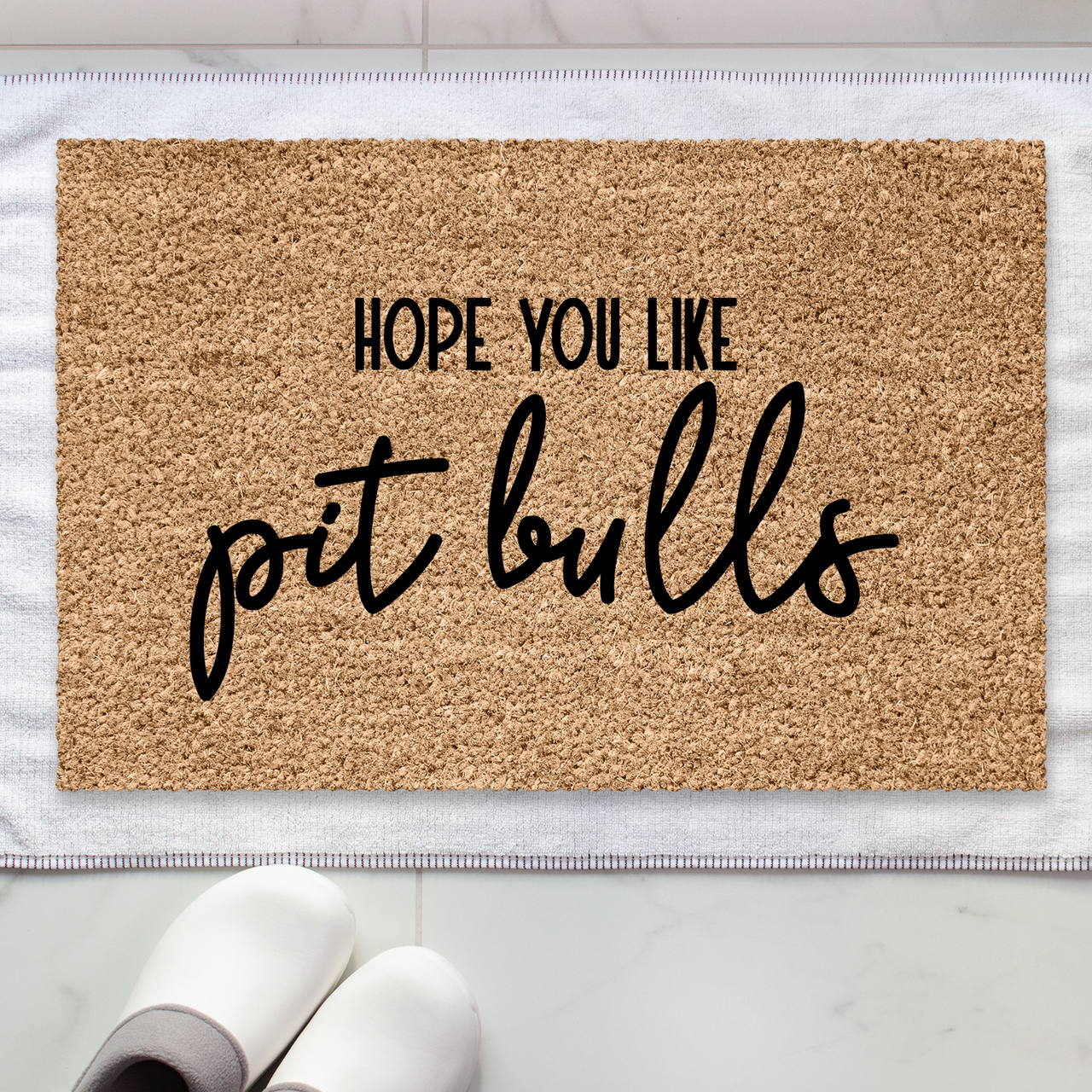 Hope you Like Pitbulls  Doormat - Unicorn Fart Productions