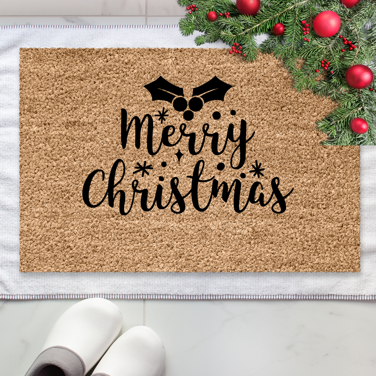 Merry Christmas Holy C Doormat - Unicorn Fart Productions