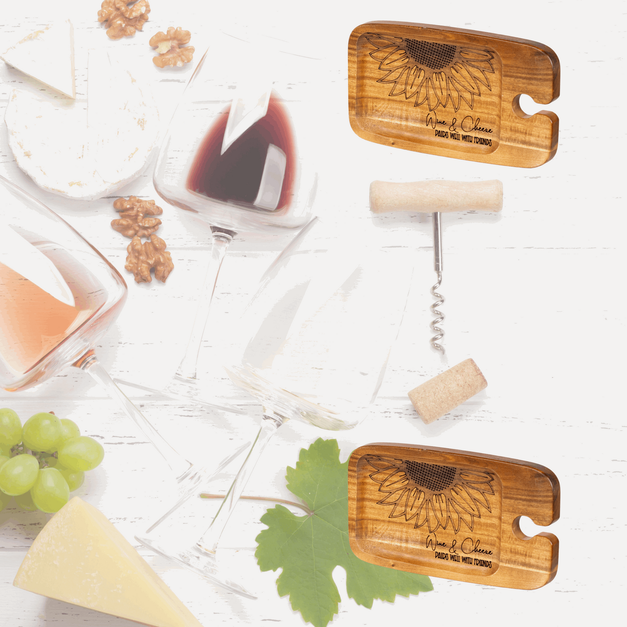 Cheese / Wine Board Pair- Wine & Cheese, Pairs well with Friends - Unicorn Fart Productions