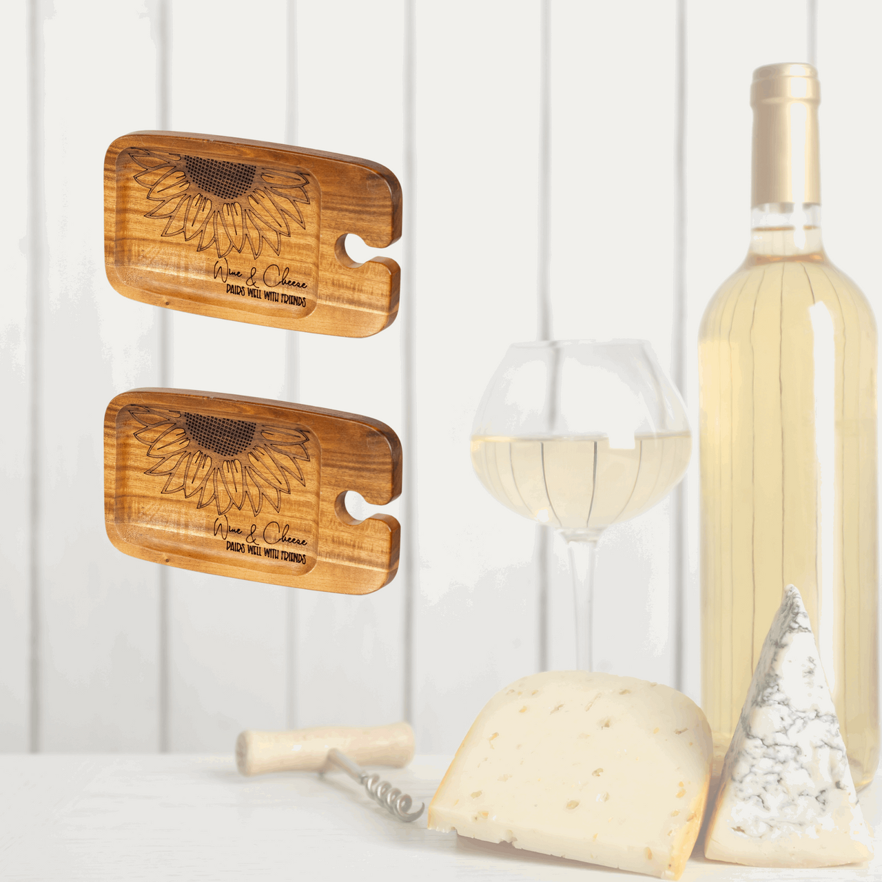 Cheese / Wine Board Pair- Wine & Cheese, Pairs well with Friends - Unicorn Fart Productions