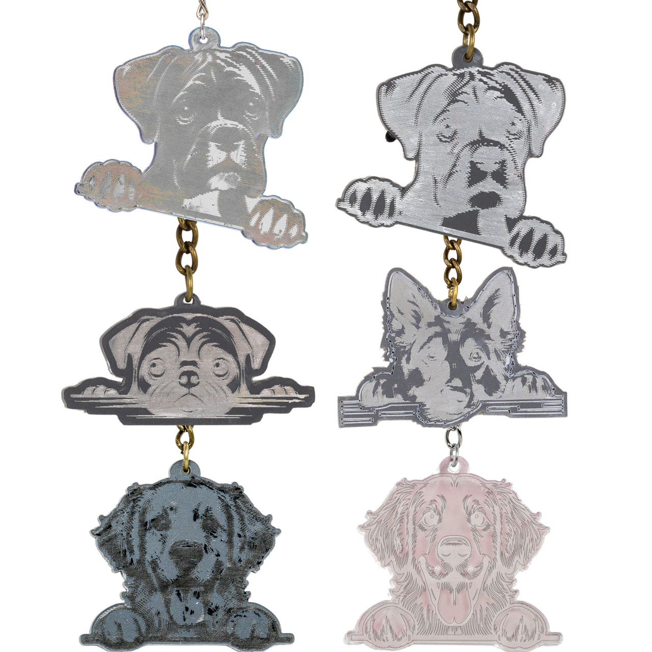 Peeking Dog Keyrings - Unicorn Fart Productions