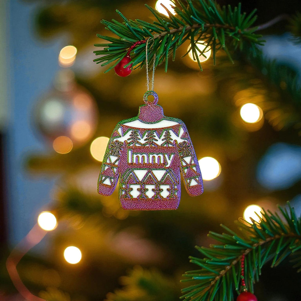 Personalised Rainbow Jumper Ornament - Unicorn Fart Productions