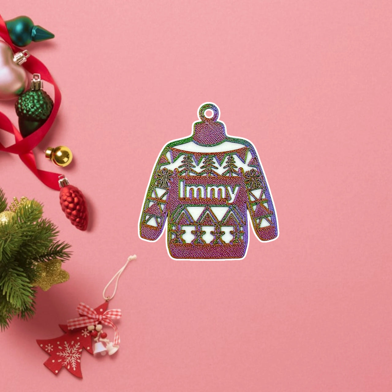 Personalised Rainbow Jumper Ornament - Unicorn Fart Productions