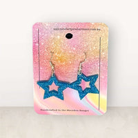 Thumbnail for Acrylic handmade earrings  - Blue Glitter Star - Unicorn Fart Productions