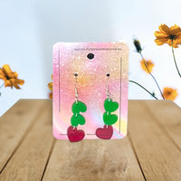 Thumbnail for Acrylic handmade earrings  - Three Hearts Green/Red