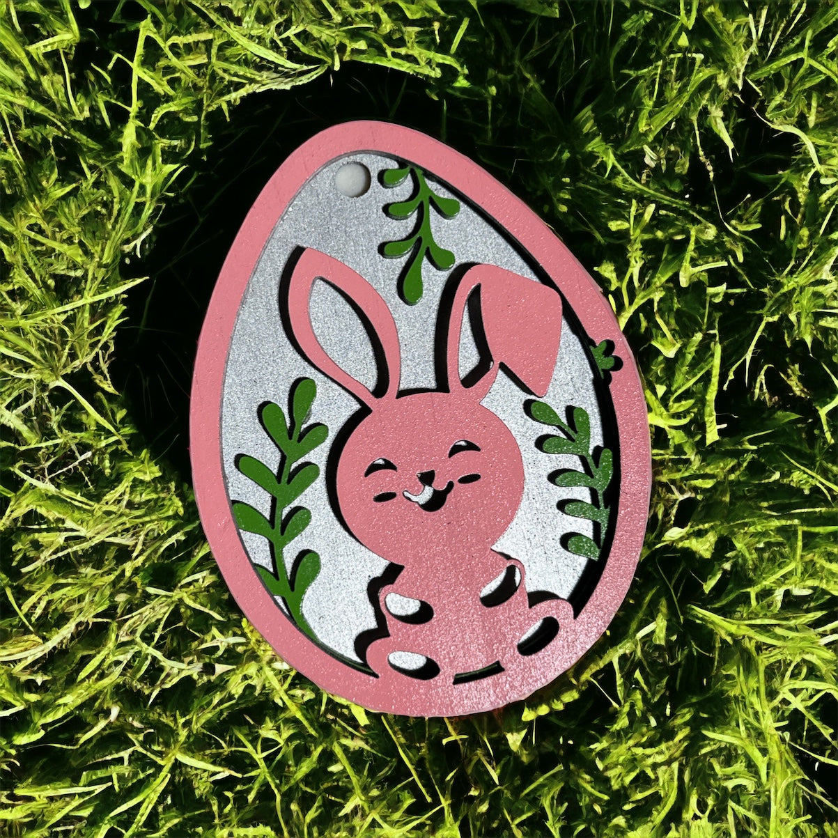 3D Layered Wall Art - Easter Bunny - Silver