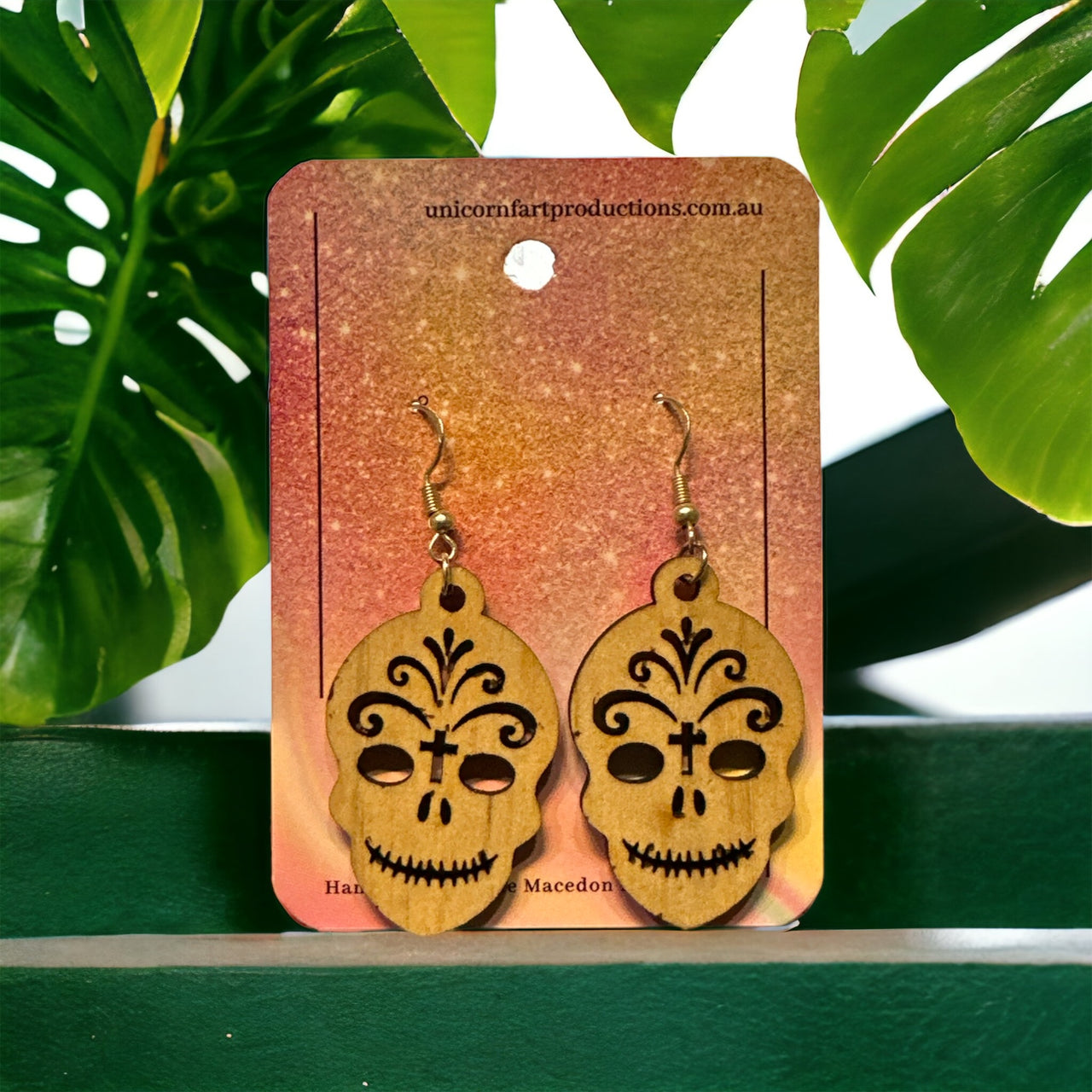 Wooden Handmade earrings crafted from sustainable timber - Skulls 4