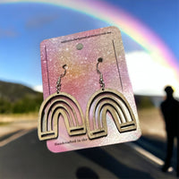 Thumbnail for Wooden Handmade earrings crafted from sustainable timber - Rainbow 1