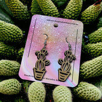 Thumbnail for Wooden Handmade earrings crafted from sustainable timber - Cactus 6