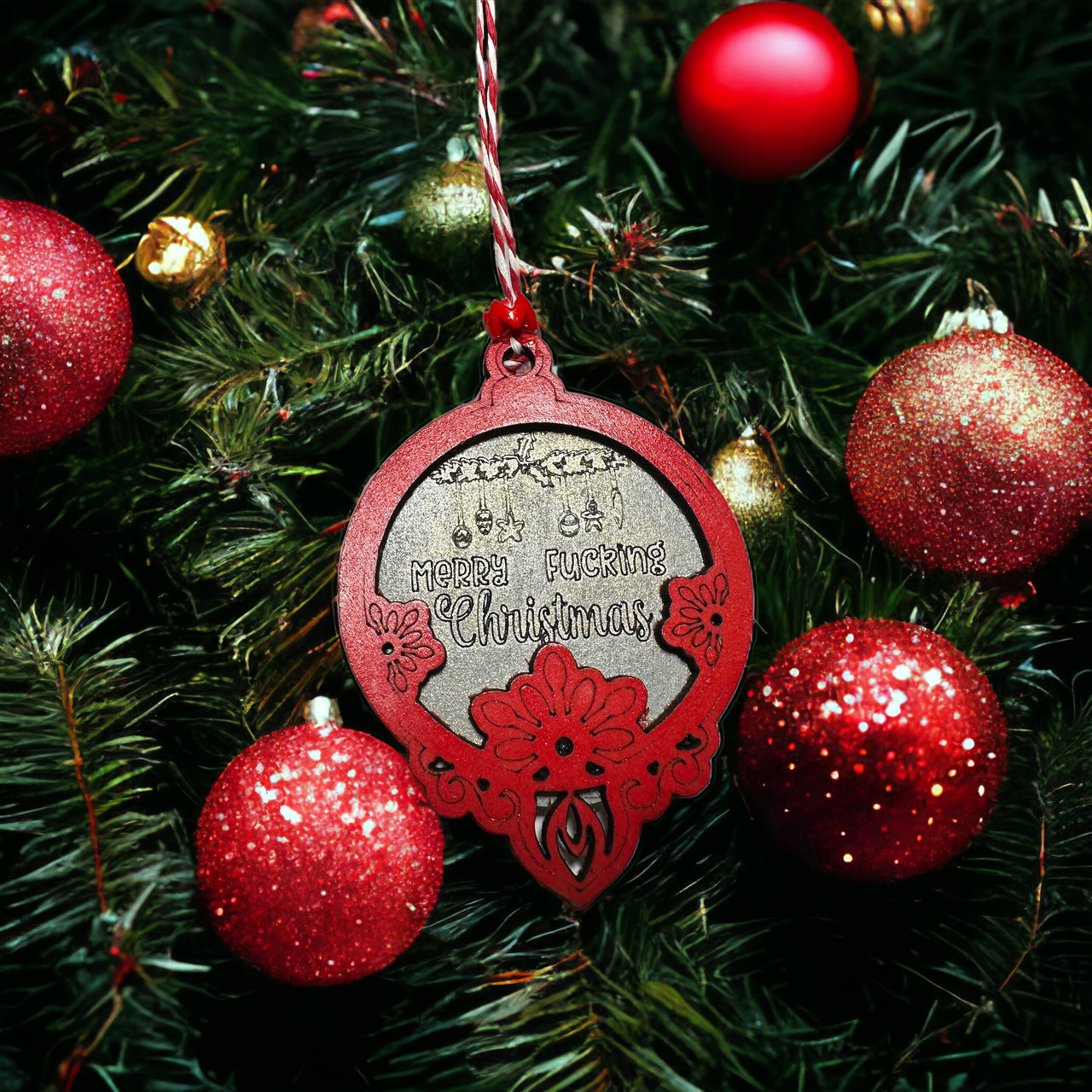 Merry F$%^ing Christmas Xmas Tree Decoration