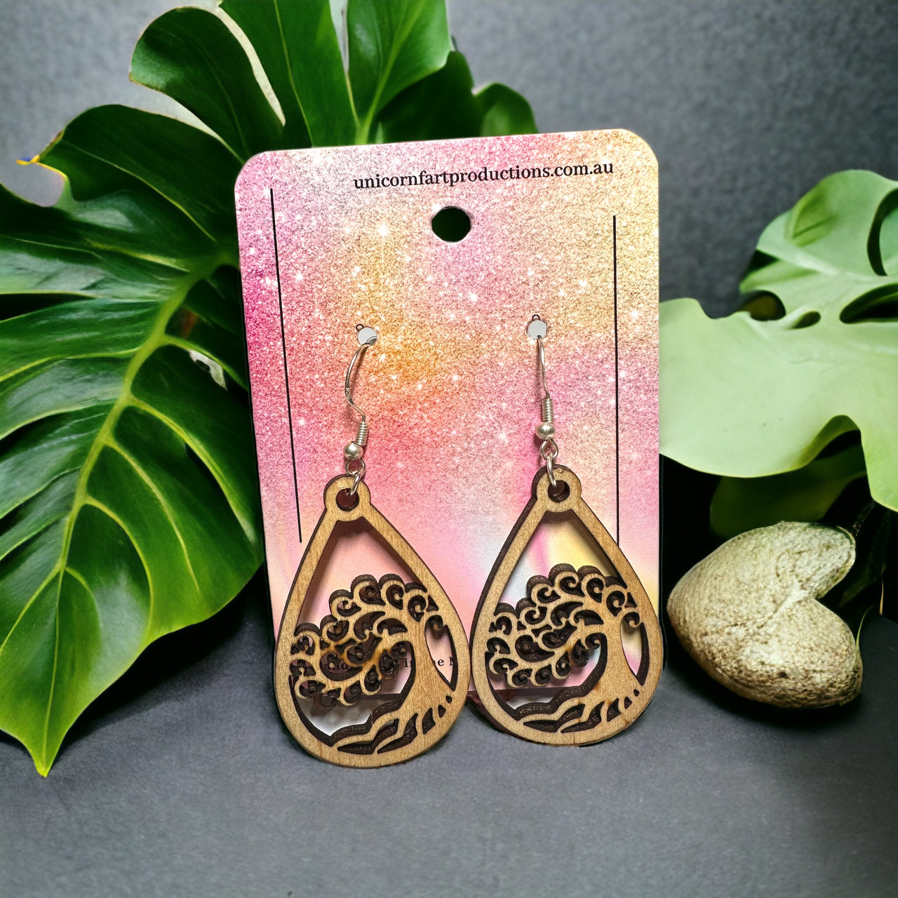 Wooden Handmade earrings crafted from sustainable timber - Trees 5