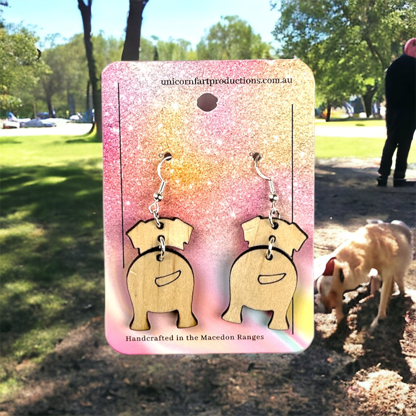 Wooden Handmade earrings crafted from sustainable timber - Dogs