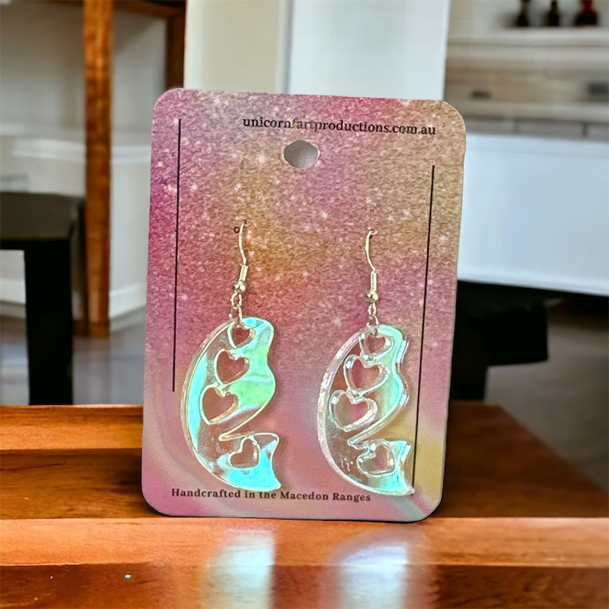 Acrylic handmade earrings  - Sparkle Hearts